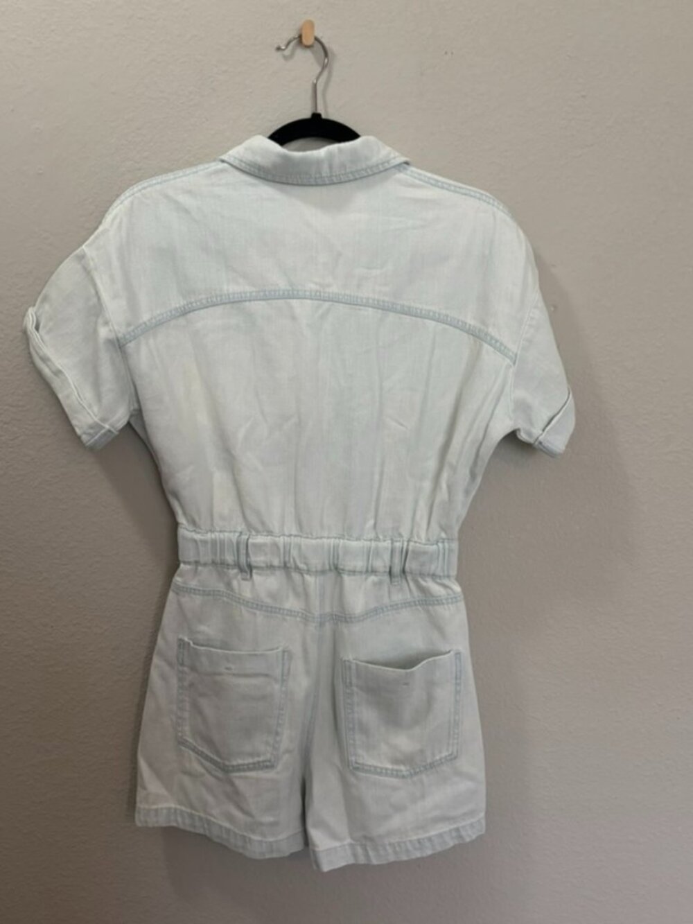 Zara Light Wash Denim Button Front Romper Size Small - Picture 2 of 3